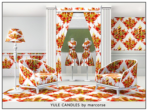Sims 3 — Yule Candles_marcorse by marcorse — Themed pattern: candle and bow arrangement for Christmas decor