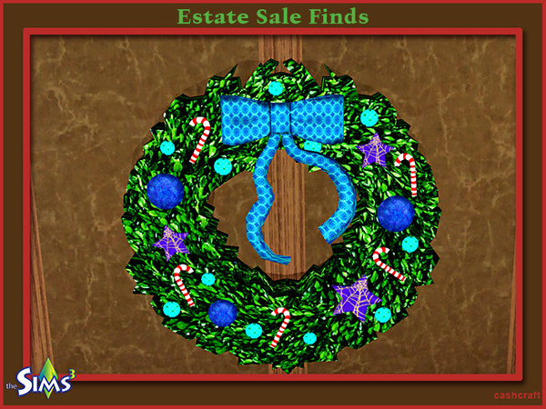 Sims 3 — Estate Sale Finds Wreath by Cashcraft — A holiday wreath for your home, wreath can be shifted up or down wall.