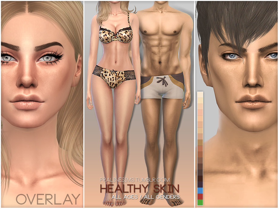 Sims 4 — PS Healthy Skin OVERLAY by Pralinesims — Skin overlay for all ages and genders, adapts to all base EA skintones