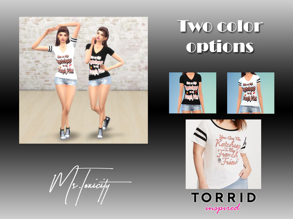 Sims 4 — Ketchup Football Tee by mstoxicity — Another Torrid inspired top! Enjoy! :D