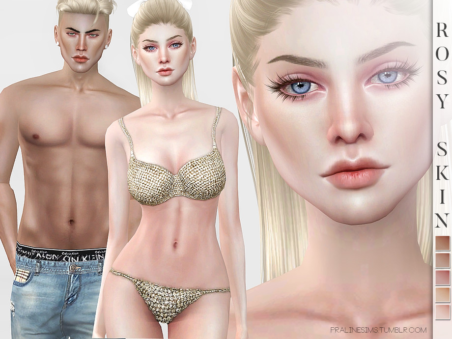 Sims 4 - PS Rosy Skin by Pralinesims - Soft skin in 5 rosy colors, all gend...