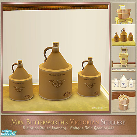 Sims 2 — Mrs. Butterworth's Scullery Jugs Spice  by Cashcraft — Set recolor of my Victorian Scullery/Laundry. Mrs.