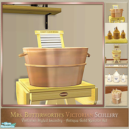Sims 2 — Mrs. Butterworth's Scullery  Washtub by Cashcraft — Set recolor of my Victorian Scullery/Laundry. Mrs.