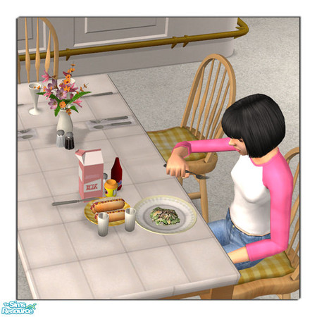 Sims 2 — The Spread Hot Dog Yellow by DOT — The Spread Hot Dog Yellow. JRon Summer Spread. Table clutter. Sims2 by DOT of