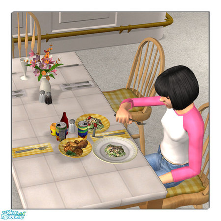 Sims 2 — The Spread Chicken Yellow by DOT — The Spread Chicken Yellow JRon Summer Spread. Table clutter. Sims2 by DOT of
