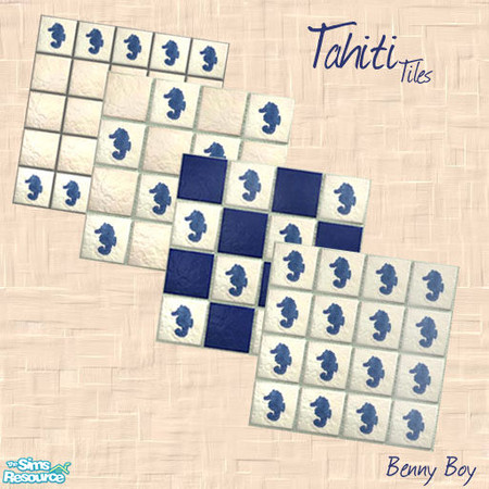 Sims 2 — Tahiti by Benny Boy — A beautiful white and blue floor tile set, perfect for kitchens or a backyard pool/deck