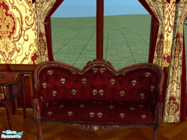 Sims 2 — Flure-de-lyes - Love Seat by fizz bomb — a traditional victorian love seat with a small flure-de-lyes pattern on