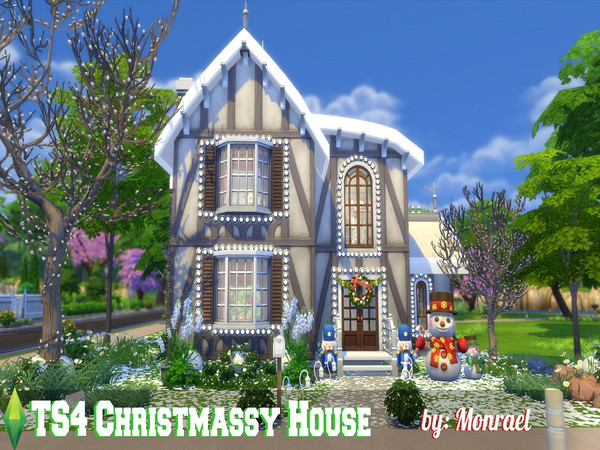 Sims 4 — TS4 Christmassy House [NO CC] by Monraelis122 — This house is a Christmassy Family House. It is suitable for a