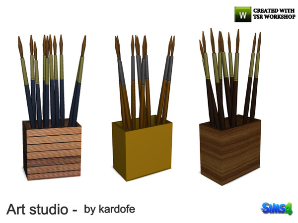 Sims 4 — kardofe_Art studio_Brushes by kardofe — Boat with brushes in three color options 