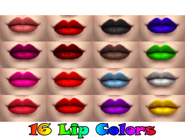 Sims 4 — 16 Lipsticks by jay416 — 16 Different Lipstick i made I Hope you like it ! if you want to check my tumblr;