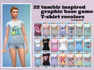 Sims 4 — 22 Base Game Tumblr Inspired Graphic T-shirts by dagruneir — 22 Tumblr inspired graphic versions of the base