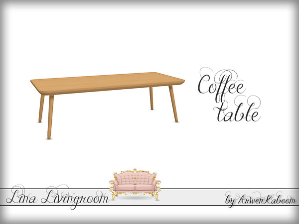 Sims 4 — Lina Livingroom - Coffee Table by ArwenKaboom — 1x2 wooden coffee table. 