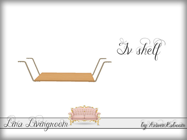 Sims 4 — Lina Livingroom - TV Shelf by ArwenKaboom — TV shelf with a slot that corresponds with coffee table. 