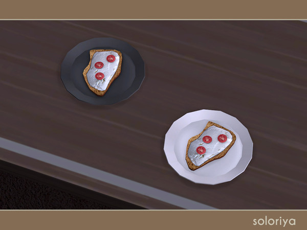 Sims 4 — Snack Time Sandwich with Tomatoes by soloriya — Sandwich with cream and tomatoes on a plate. Part of Snack Time.