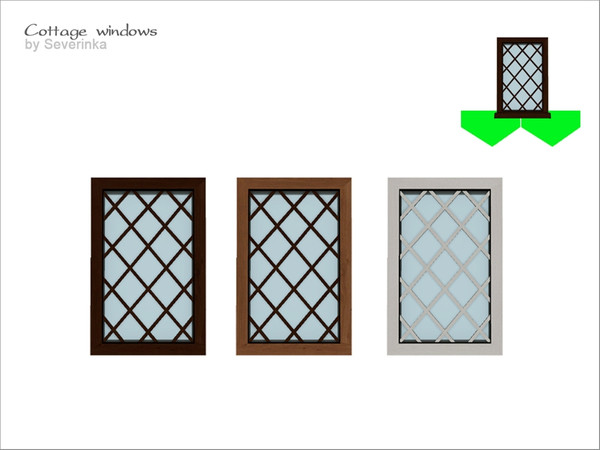 Sims 4 — Cottage diagonal window 1x2 2 by Severinka_ — Cottage diagonal window 1x1 v2 (footprint 2 cell) Set 'Cottage