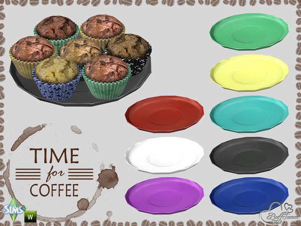 Sims 4 — Time for Coffee Plate for Muffins by BuffSumm — Part of the *Time for Coffee Deco Set*