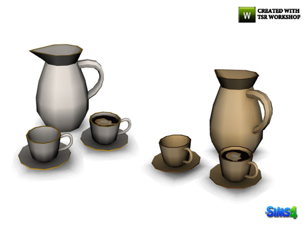 Sims 4 — kardofe_Breakfast nook_Cups by kardofe — Pitcher and two cups, one with coffee, only decorative 