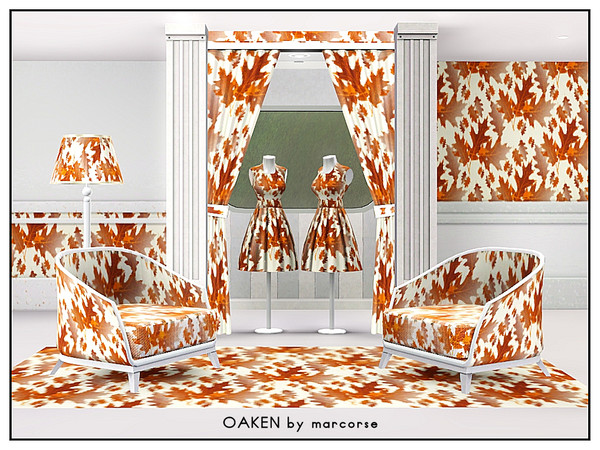 Sims 3 — Oaken_marcorse by marcorse — Themed pattern: fallen oak leaves in an allover design.
