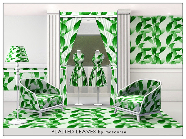Sims 3 — Plaited Leaves_marcorse by marcorse — Themed pattern: 'plaited' green leaves fashioned in a vertical design.