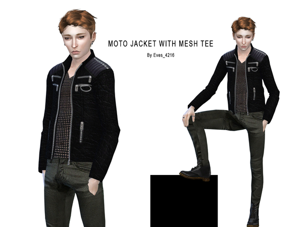 The Sims Resource - Moto Jacket With Mesh Tee for Male - Cool Kitchen ...