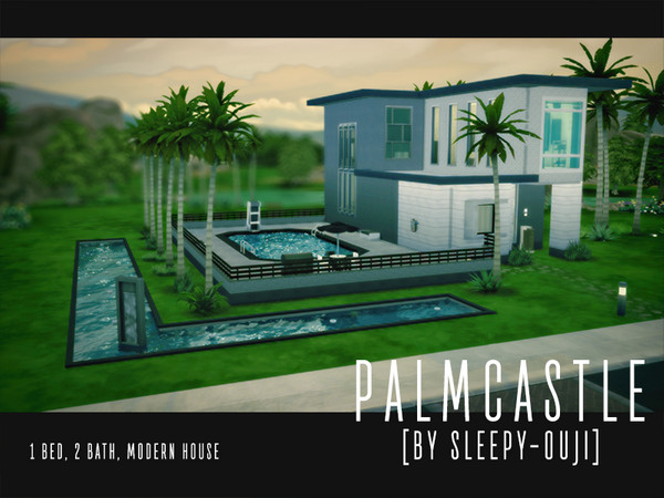 Sims 4 — PalmCastle Modern House by sleepy-ouji — This is a simple modern house for a sim and their lover. The climate