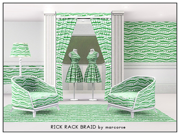Sims 3 — Rick Rack Braid_marcorse by marcorse — Fabric pattern: layers of green and white braid trim