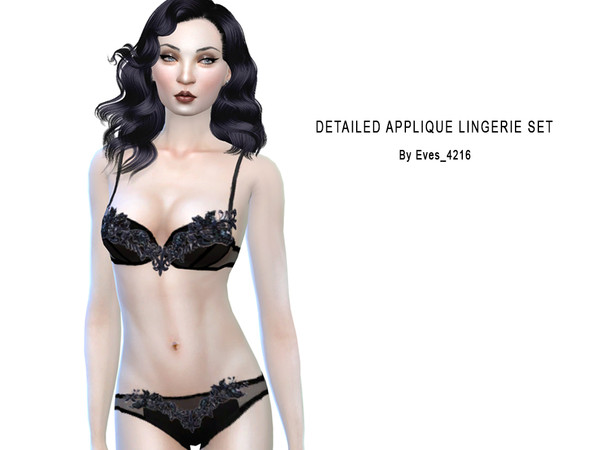Sims 4 — Detailed Applique Lingerie Set  by Kireina_Sims2 — Detailed Applique Lingerie Set 