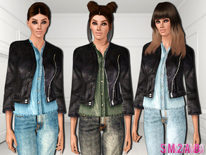 Sims 3 — 481 - Leather jacket with denim shirt by sims2fanbg — .:481 - Leather jacket with denim shirt:. Jacket in 4