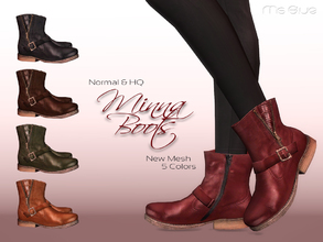 Sims 4 — Minna Boots Normal + HQ by Ms_Blue — - Normal and HQ Version - Female Teen to elder - 5 Colors - Custom