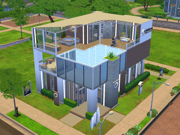 Sims 4 — Contemporary Fitness and Spa by Chromie — Contemporary Fitness and Spa, with rooftop pool, cafe and bar. Modern