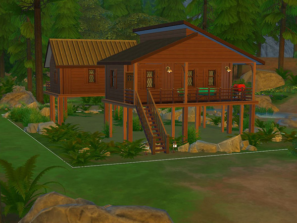Sims 4 — La Palafitta - Granite Falls by CherryNellie — This house on stilts is totally in wood, inside and outside,