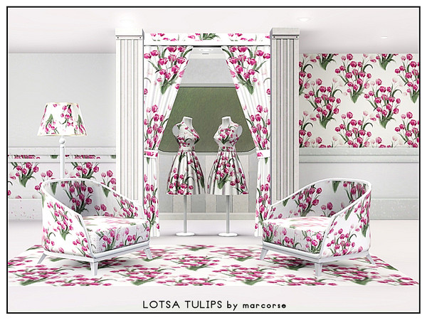 Sims 3 — Lotsa Tulips_marcorse by marcorse — Fabric pattern: regular repeat design of purple tulips - lots of them