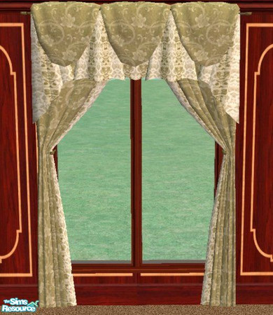 Sims 2 — D2DFloral Beige - Tie back Curtains by D2Diamond — This floral design brings a touch of class, and elegance for