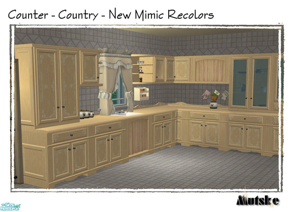 Sims 2 — Country Counter Recolor - Maple by Mutske — Counter Recolor. Also my new uppercabinet meshes. Maple.