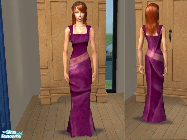 Sims 2 — Purple See-thru Glamour Night Gown by LadyDeluxe — An elegant silky night gown with peekaboo mid-section. Can be
