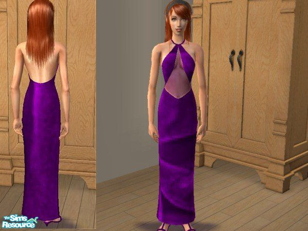 Sims 2 — Purple Glamour Night Gown by LadyDeluxe — A beautiful velvet night gown. See thru mid-section with classy