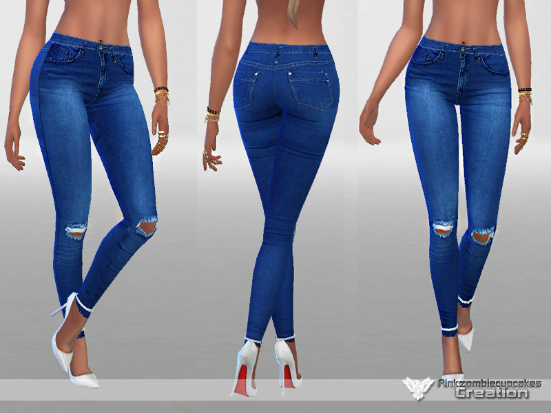The Sims Resource - Dark Ripped Denim Jeans