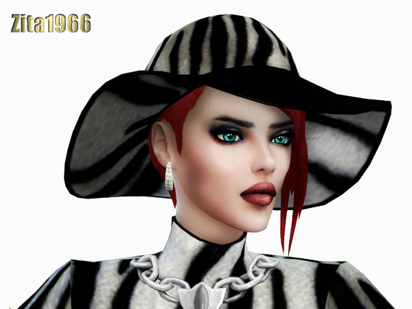 Sims 4 — Zebra Couture Hat by ZitaRossouw2 — Maxis Match Recolor Base game item Part of a 12 way set Stand Alone Item