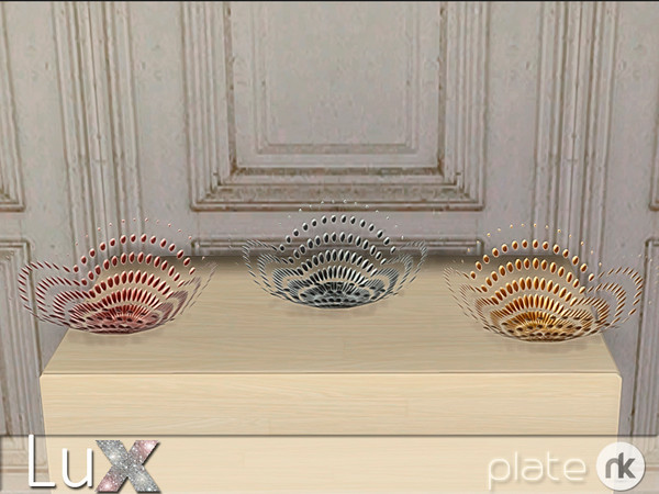 Sims 4 — Lux Living Plate by nikadema — This modern plate is available in three colors: red, gold and black
