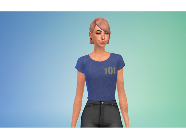 Sims 4 — Vault Tech 101 T-shirt by TeaMarieSims — I wanted to ease into sims studios with a simple base game mesh