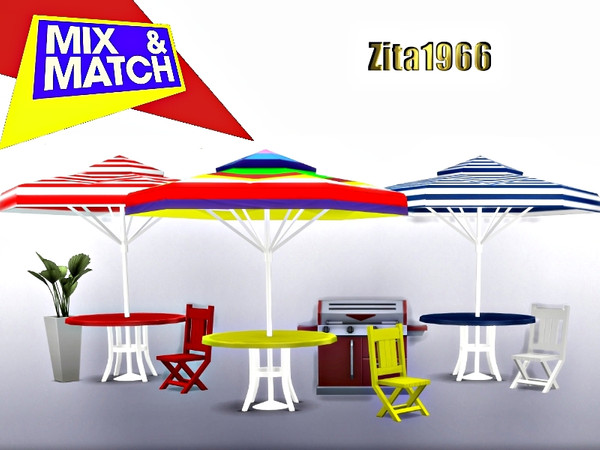 Sims 4 — Mix and Match Patio Set by ZitaRossouw2 — Backyard pack needed for tables Chairs base game items All stand alone