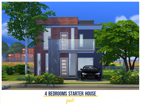 Sims 4 — 4 Bedrooms Starter House by jmn11 — A modern small starter house with 4 bedrooms: master with en-suite, 2 kids