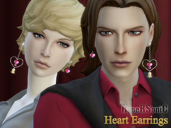Sims 4 — Heart Earrings by HypeRSoniC — Heart Earrings for male and female.