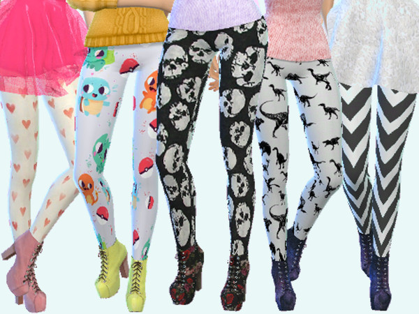 Sims 4 — Tumblr Themed Leggings Pack Two by Wicked_Kittie — 5 more unique tumblr themed leggings! 