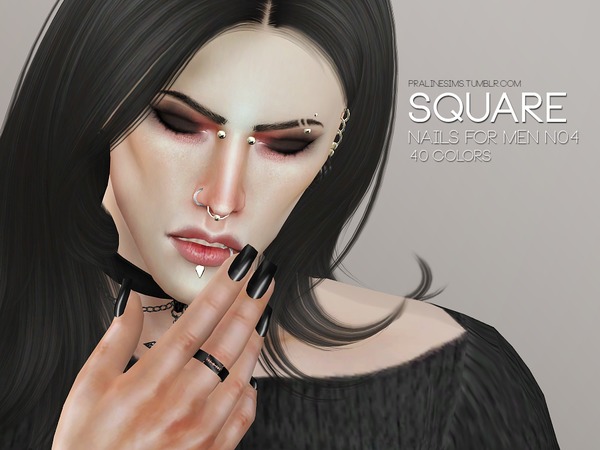 The Sims Resource - Square Nails For Men N04