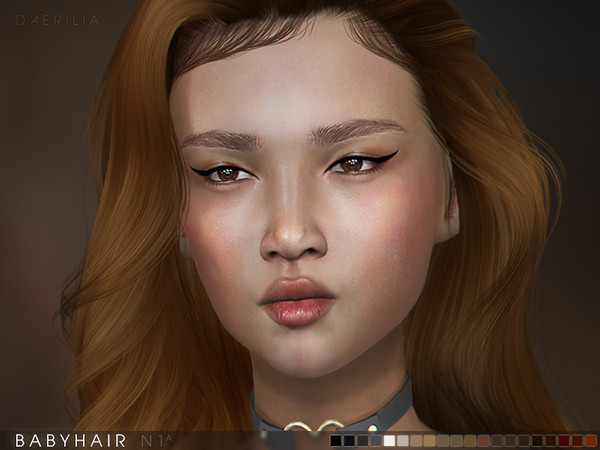 Sims 4 — Daerilia | Babyhair N1a by Daerilia — Enabled for all simmies Skin detail category [DimpleLeft] 2 x 20 colors,