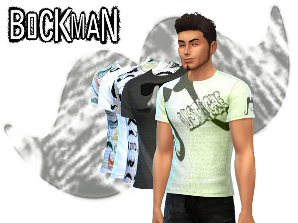 Sims 4 — Mustache Print Male Set by Bockman — Sims 4 Base Game Recolor 5 color/pattern options (shirt) 4 color/pattern