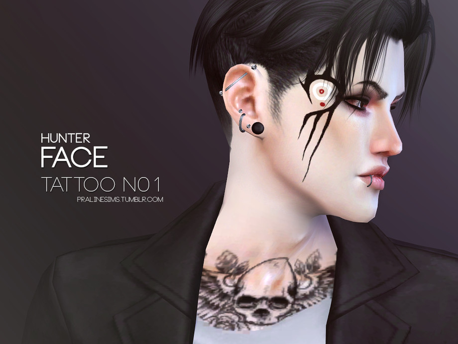 Sims 4 - Hunter Face Tattoo N01 by Pralinesims - 5 colors, for either the l...