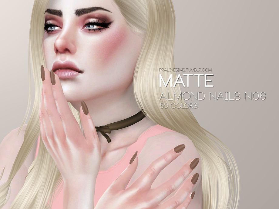 The Sims Resource - Matte Almond Nails N06