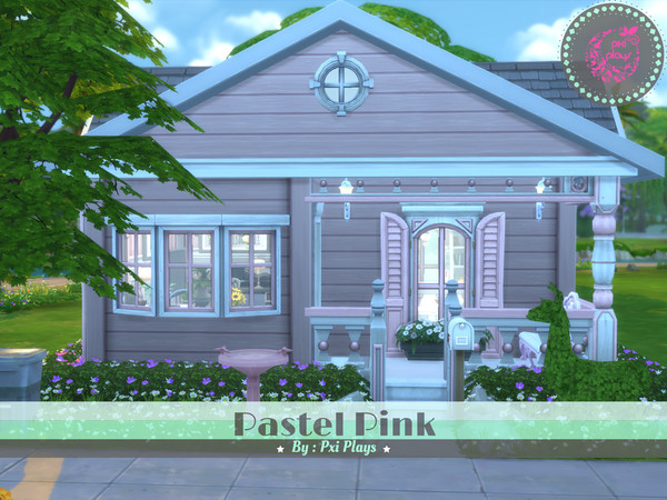Sims 4 — Pastel Pink Base Game Home by PxiPlays — Pastel Pink is a base game only residential lot built in the Willow